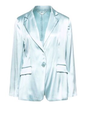 Salvatore Ferragamo Light Blue Silk Single-Button Blazer